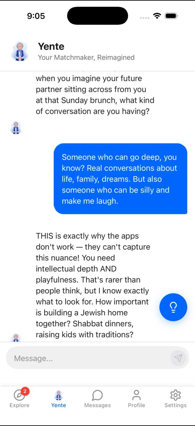 Conversation with Yente, your AI matchmaker